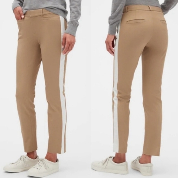 Banana Republic Tan and White Slim-Fit Trousers - Picture 1 of 6
